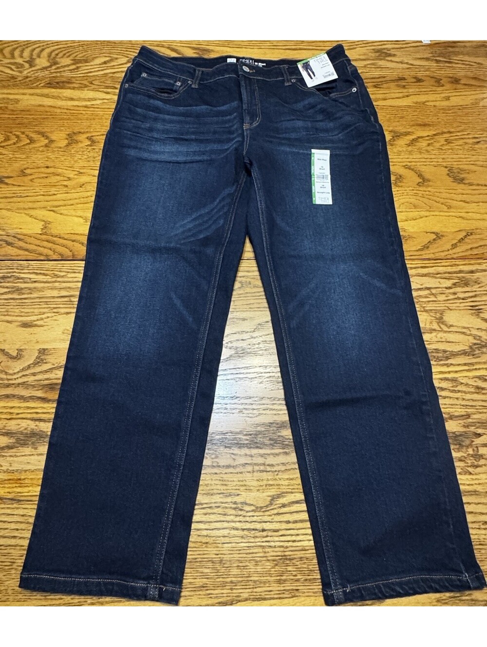 Time and Tru Womens Jeans 16 Short Mid Rise Straight Leg Dark Wash NWT